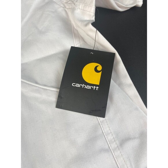 Carhartt scrub top Women's size Large White V Neck pockets front New - Picture 9 of 13